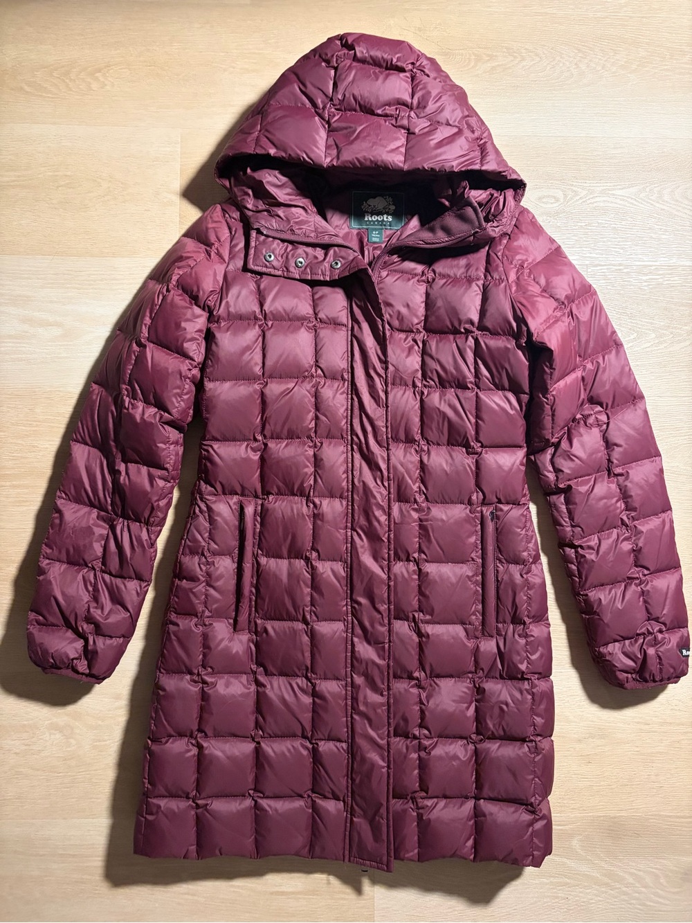 Roots Canada Burgundy Long Down Puffer Winter Coat S